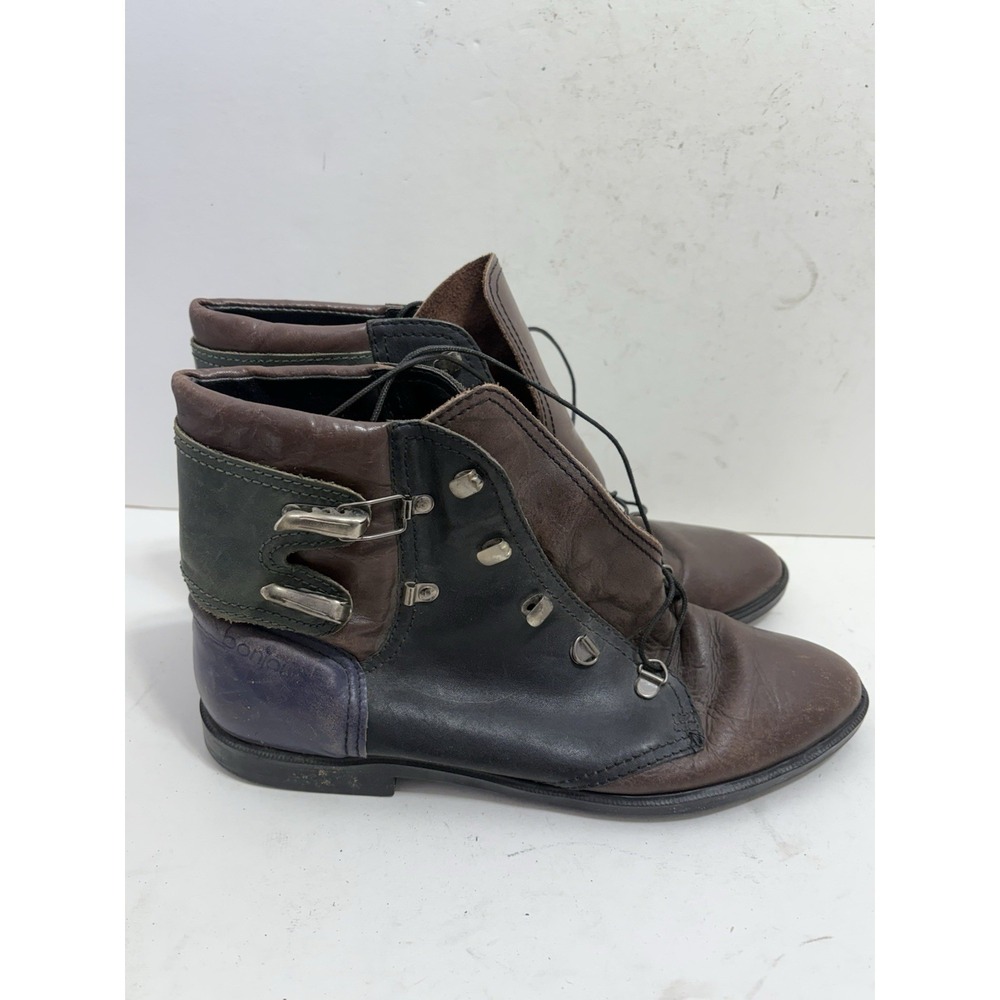 Bonjour Womens Boots Brown Leather Buckle Lace Up Size 9 B Brazil